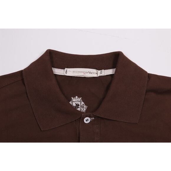 Domenico Vacca Brown Long Sleeve Polo Shirt Huge Logo Men's XXL - Picture 4 of 7